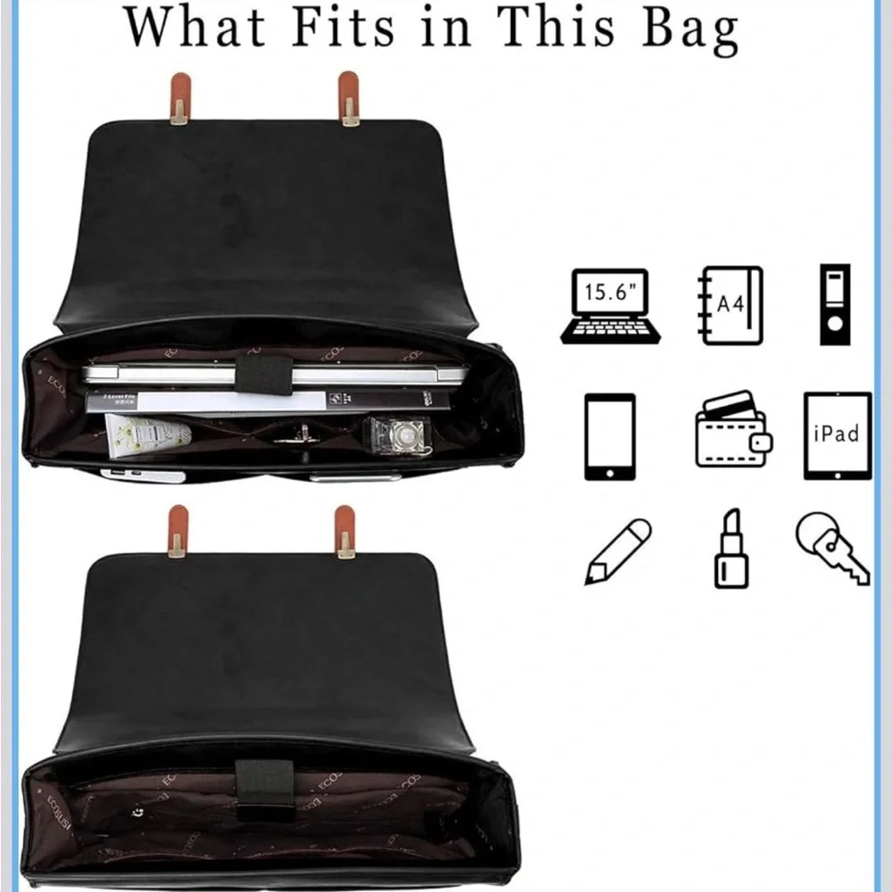Crystal Bell Black and Brown Laptop Satchel Bag